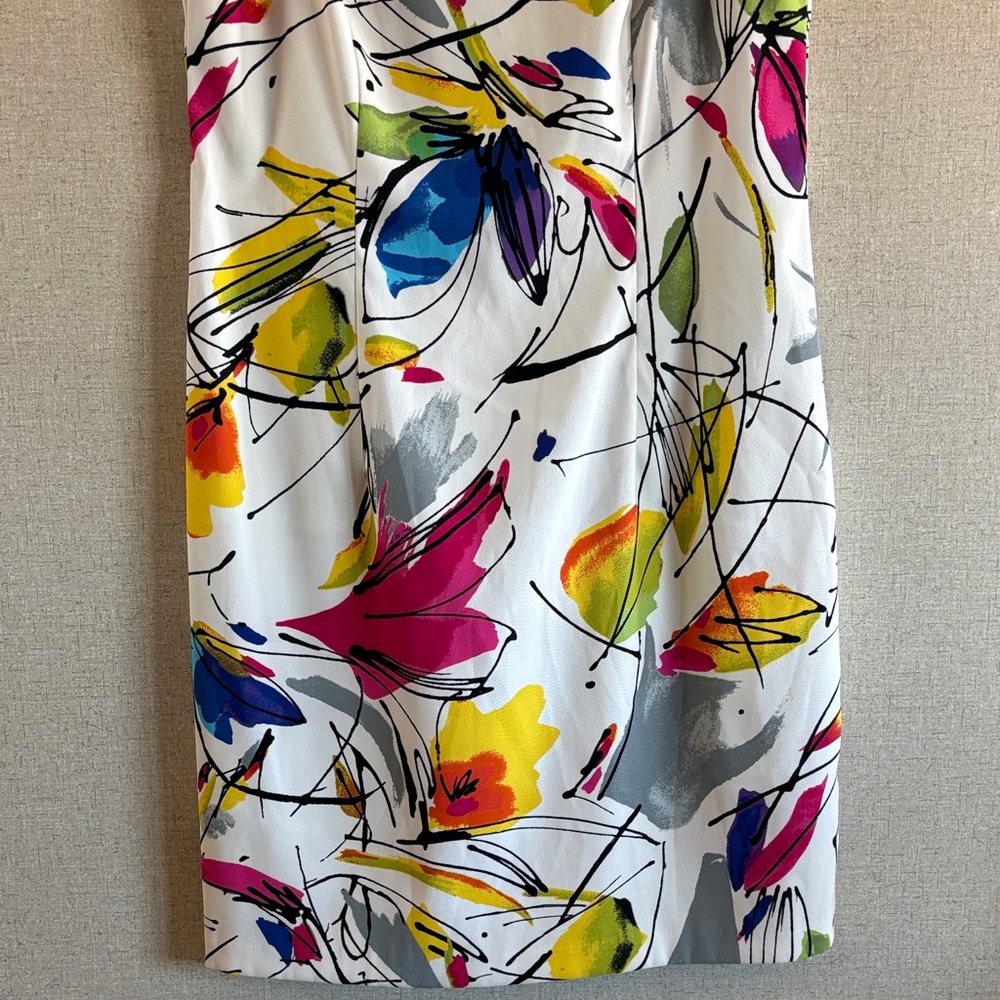 AGB Dress Women’s Sz 12 Colorful Abstract Floral Sheath Career Office Chic - Picture 8 of 15